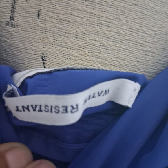 Hooded Water Resistant Utility Trenchcoat Jacket in Royal Blue - Picture 7 of 10